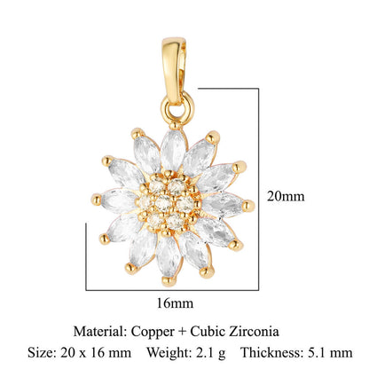 Sunflower Tree of Life Copper Zircon DIY Pendant
