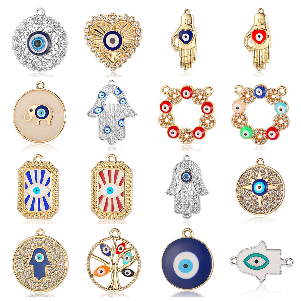 5 pcs/bag, palm eye, alloy necklace, earrings, pendant.