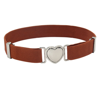 Silver Heart Buckle Adjustable Kids Belt