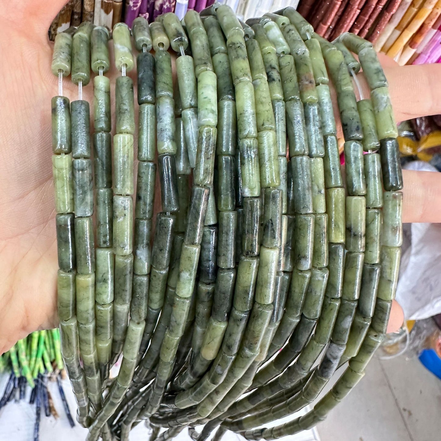 4*13MM natural stone crystal cylindrical spacer beads