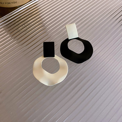 925 Silver Needle Geometric Irregular Circle Earrings