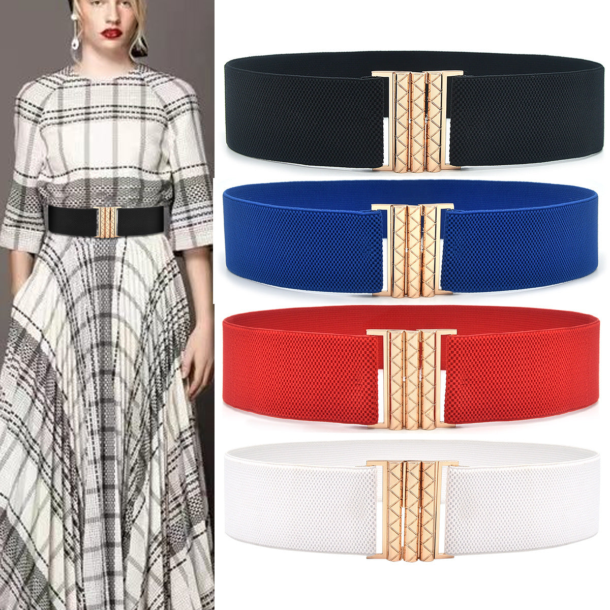 Single circle black slim belt