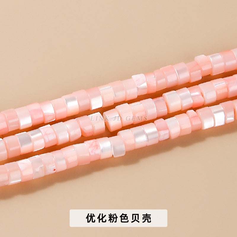 2 * 4Mm colored shell mother-of-pearl right-angle disc beads