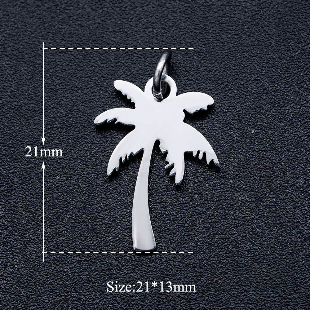 5 pcs/bag Coconut Tree Christmas Tree Titanium Steel Pendant