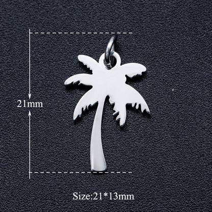 5 pcs/bag Coconut Tree Christmas Tree Titanium Steel Pendant