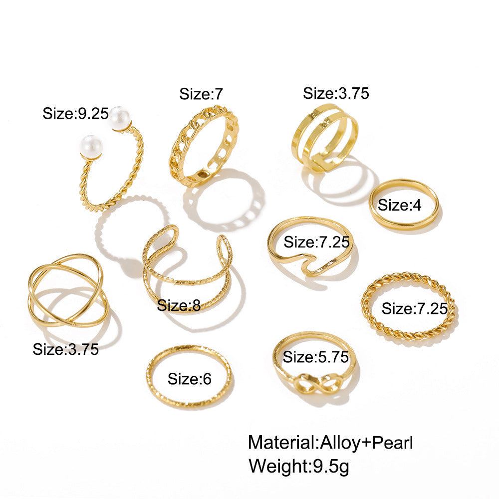 Alloy 10-piece ring set gold