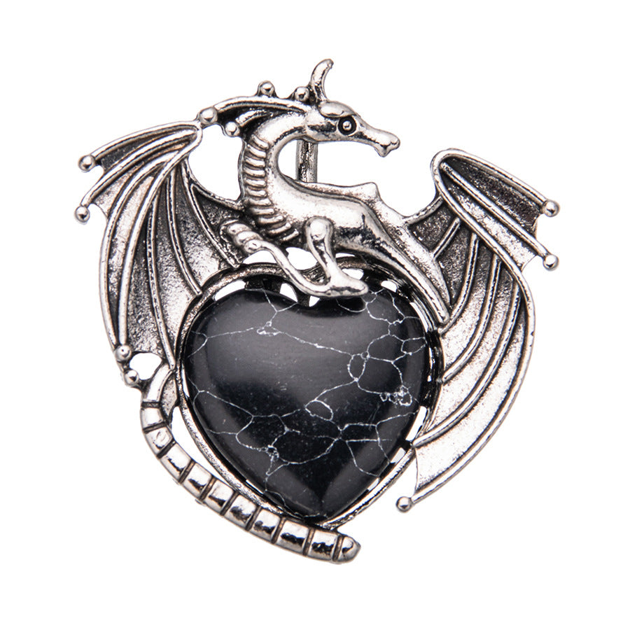 Colgante de cristal en forma de corazón de pterosaurio de dragón volador vintage 