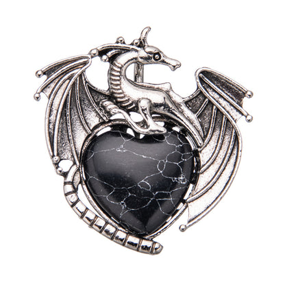 Colgante de cristal en forma de corazón de pterosaurio de dragón volador vintage 