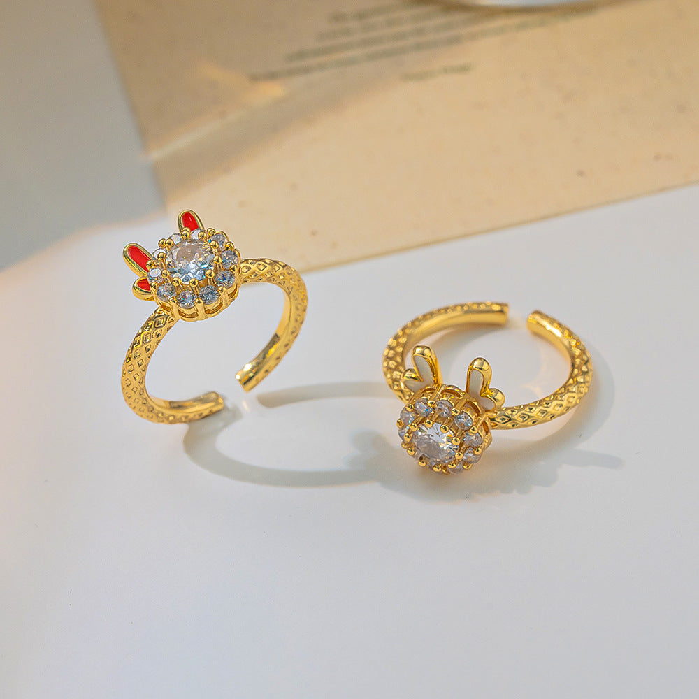 Red Rotatable Dragon Ring Female