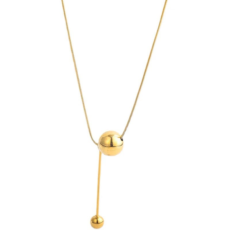 Gold Titanium Ball Necklace, Minimalist Design, Women’s Fashion