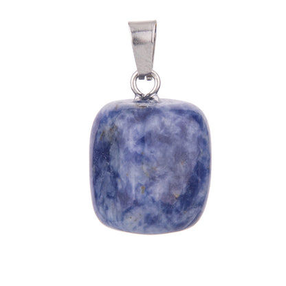 Crystal amorphous semi-precious stone cube pendant
