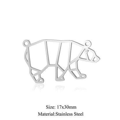 5 pcs/titanium steel large accessories paper-cut animal pendant