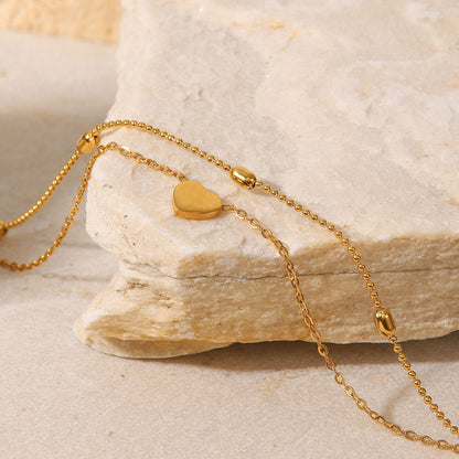 Oval Bead Double Layer Anklet