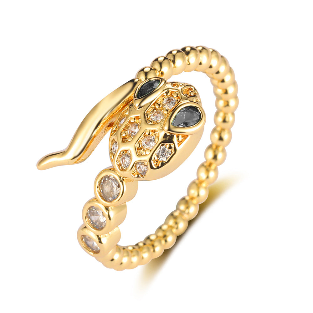 Butterfly Mermaid Tail Snake Copper Zircon Ring