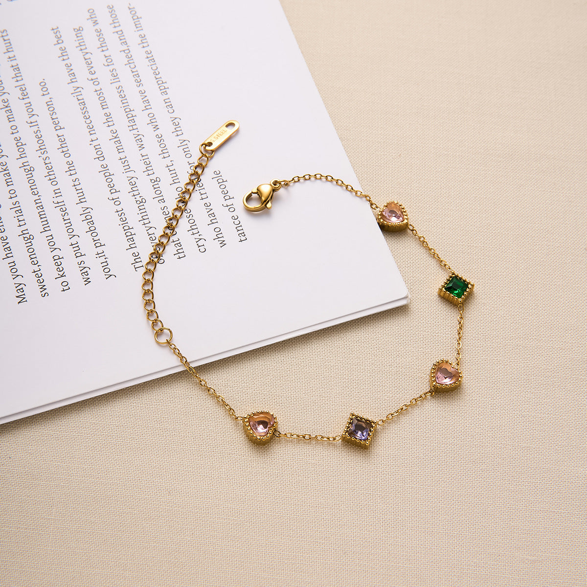 Titanium Steel Zircon Love Square Bracelet