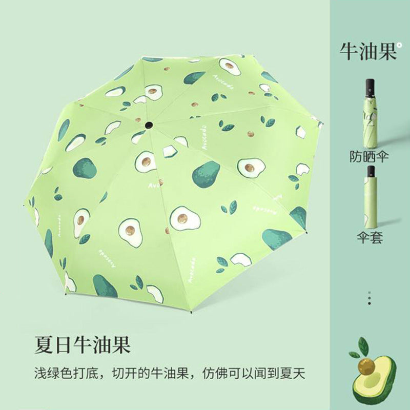 Automatic Fruit Umbrella Black Coated 3-Fold Umbrella