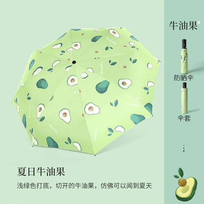 Automatic Fruit Umbrella Black Coated 3-Fold Umbrella