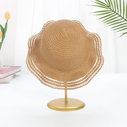 DIY Straw Hat Blank Summer Large Brim Wavy Sun Protection