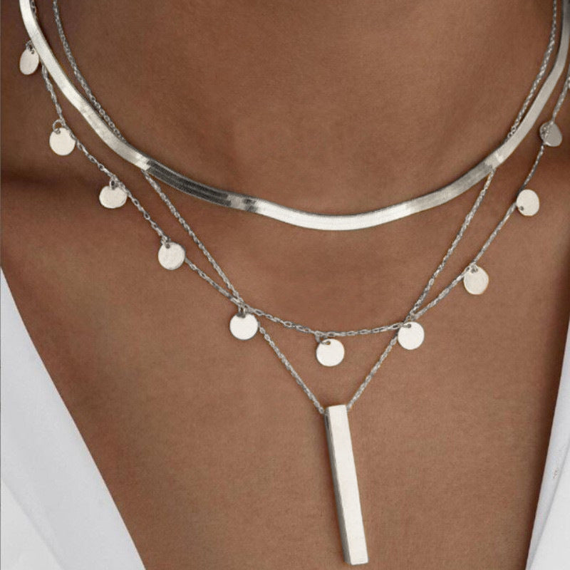 Disc Tassel Necklace Set