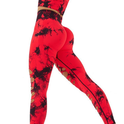 European and American Tie-Dye Ripped Yoga Pants