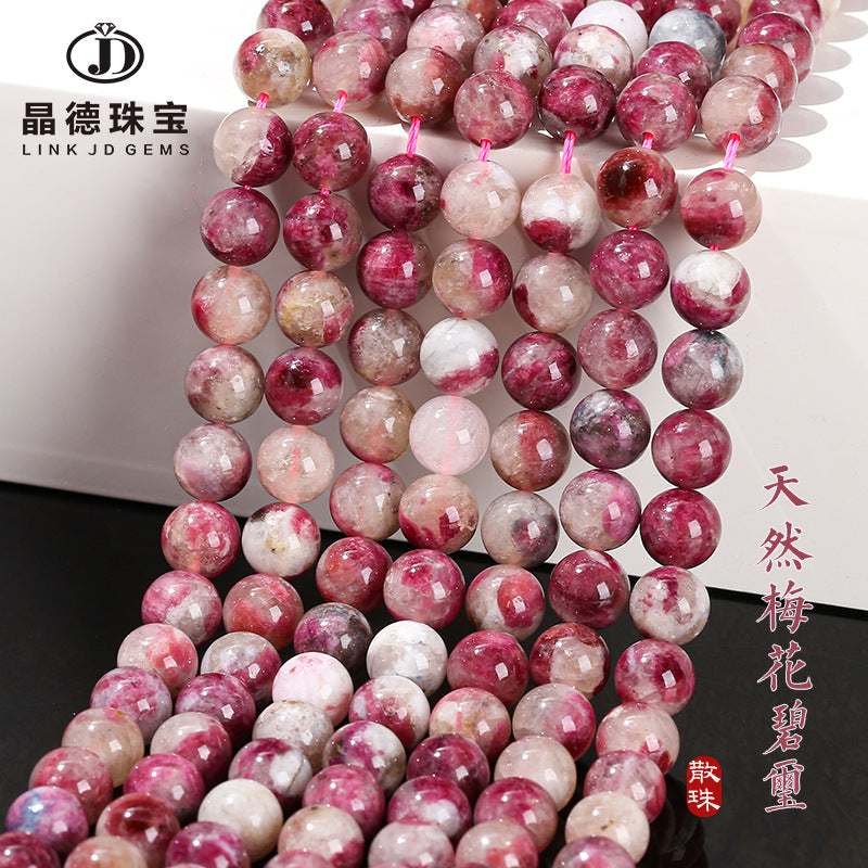 A + grade natural plum blossom tourmaline round beads
