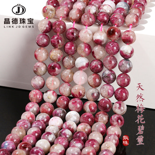 A + grade natural plum blossom tourmaline round beads