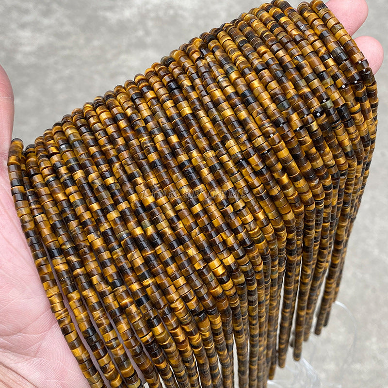 4 * 2 natural yellow tiger eye stone beads