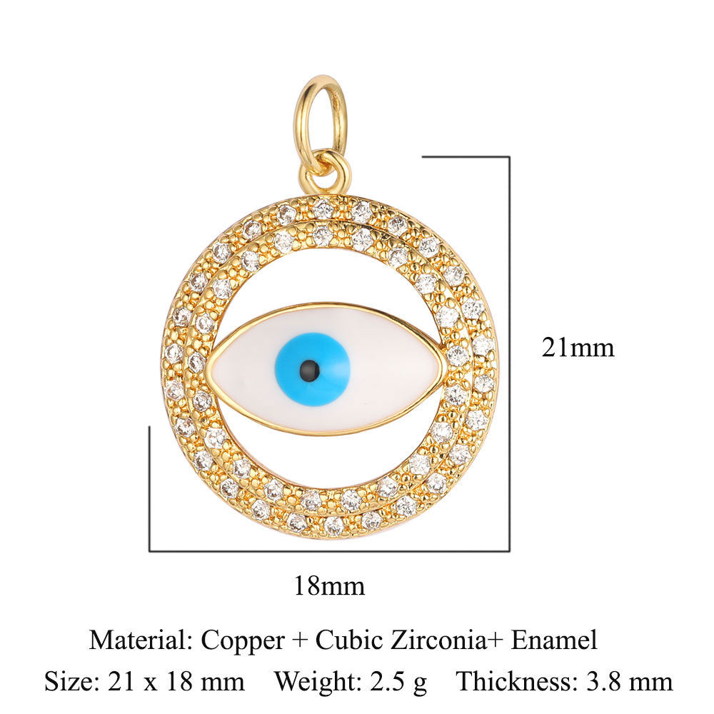 Devil's Eye Copper Zircon DIY Jewelry Pendant