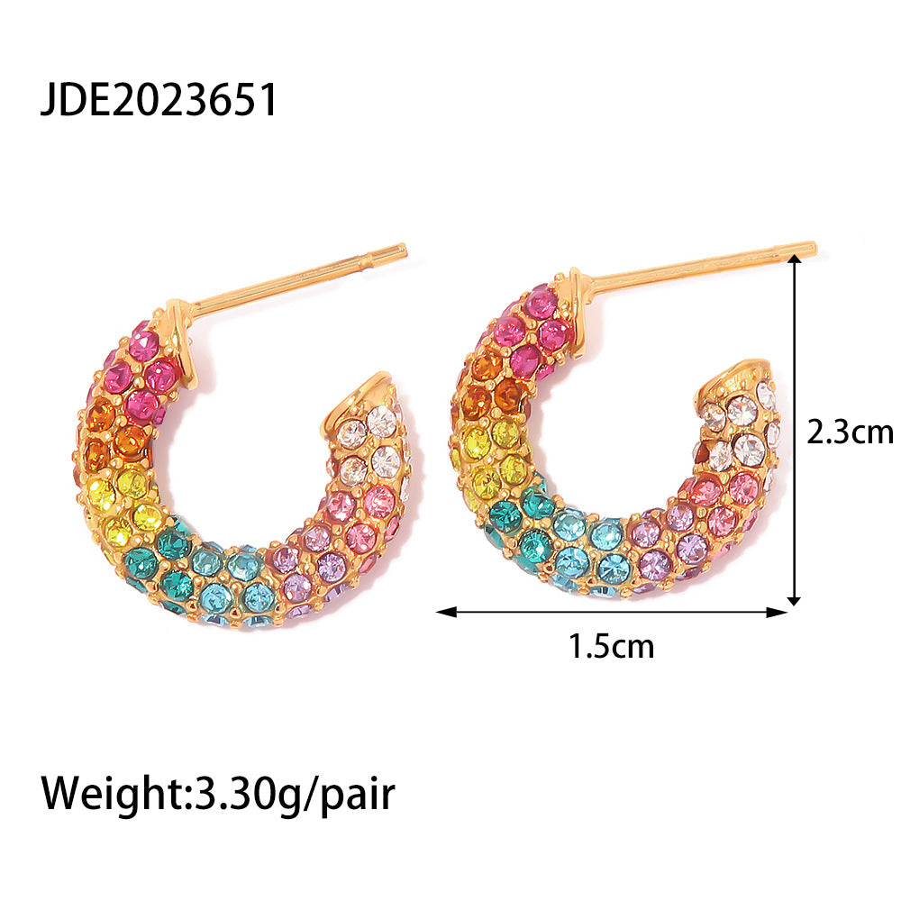 Colorful Zirconia Hoop Earrings