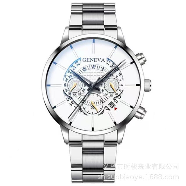 Geneva Three-Eye Mens Watch Steel Band Business