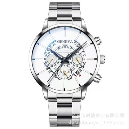 Geneva Three-Eye Mens Watch Steel Band Business