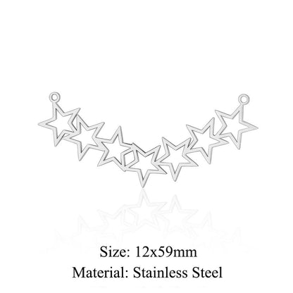 Colgante de acero de titanio con hexagrama y pentagrama, paquete de 5 unidades 