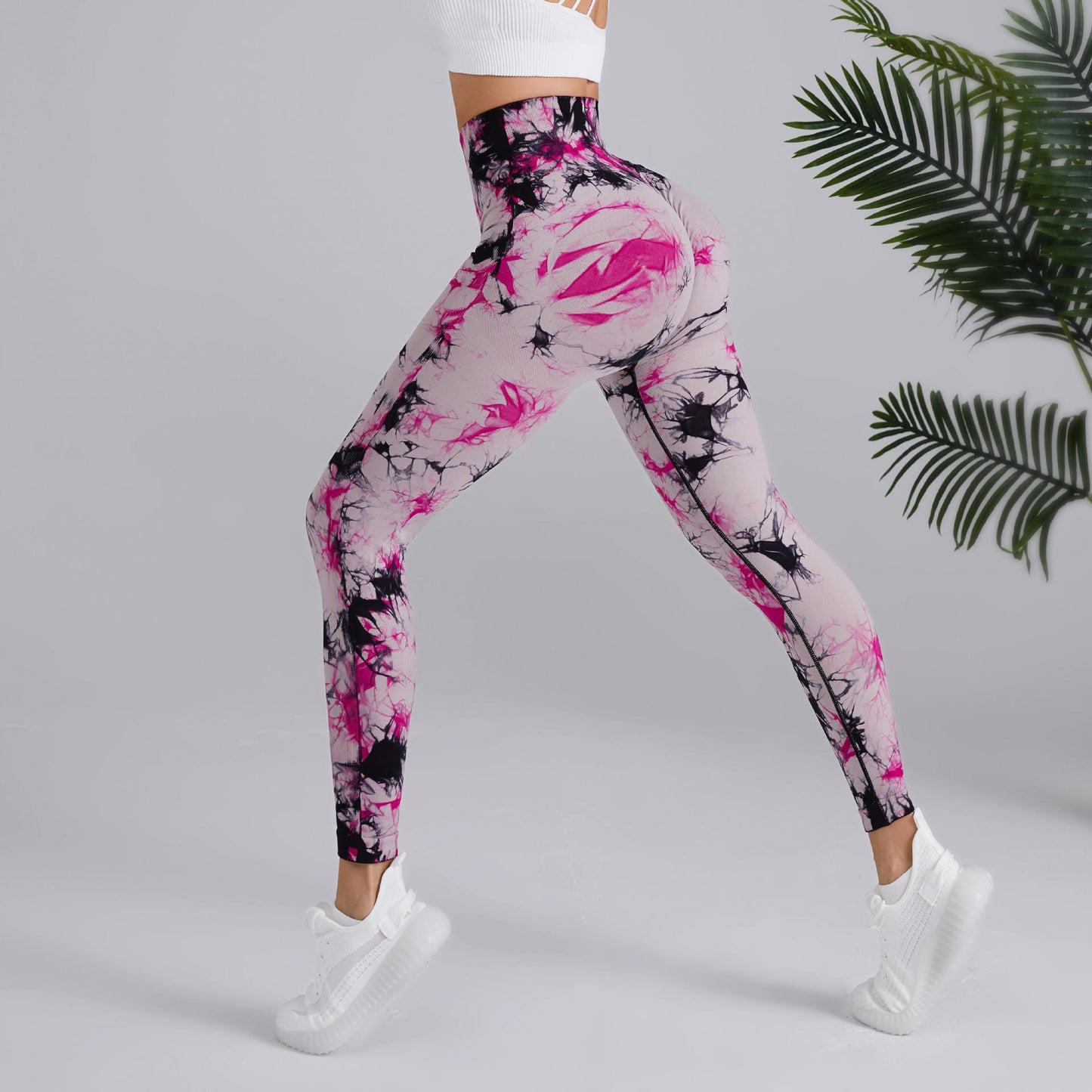 Pantalones de yoga con efecto tie-dye en dos tonos sin costuras 