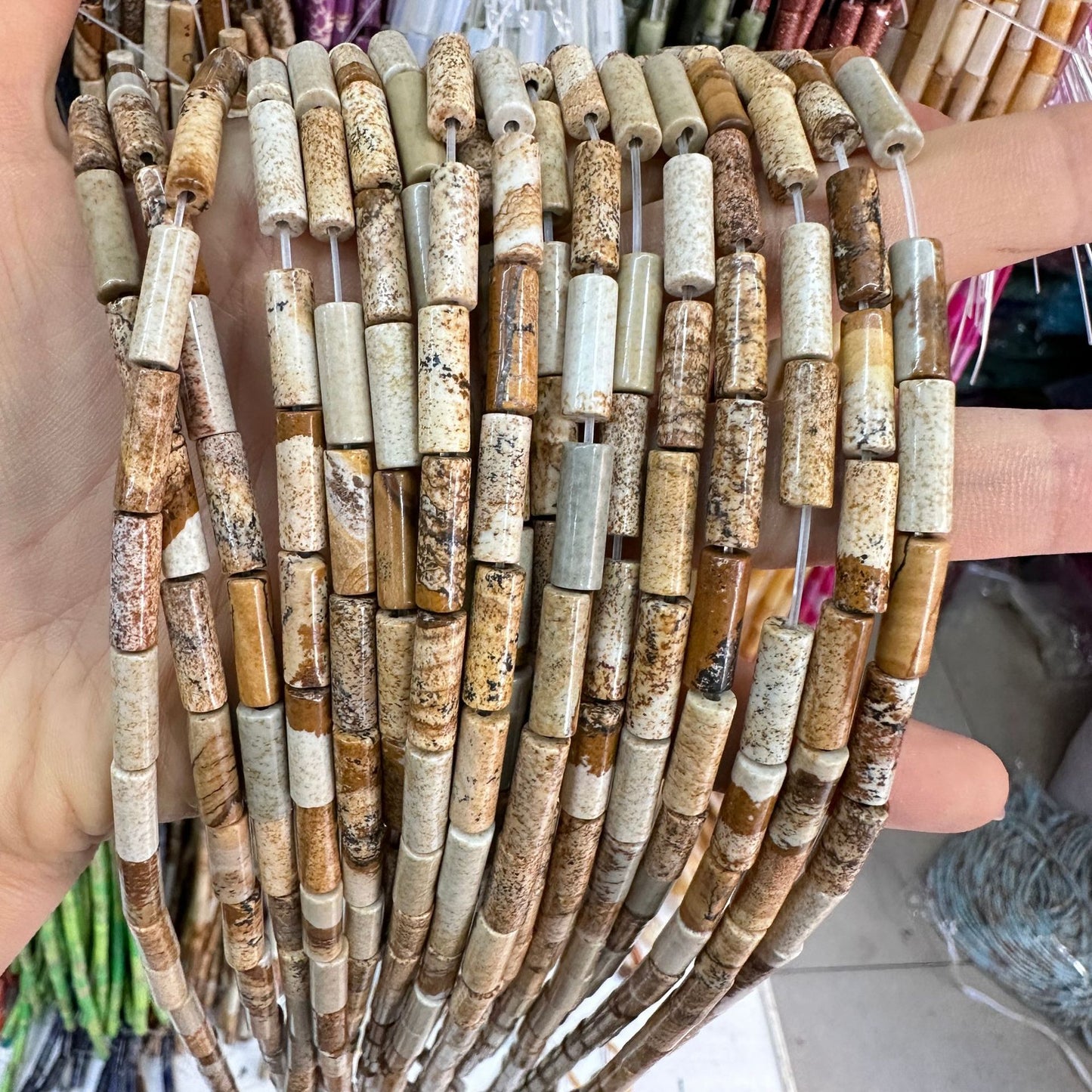 4*13MM natural stone crystal cylindrical spacer beads