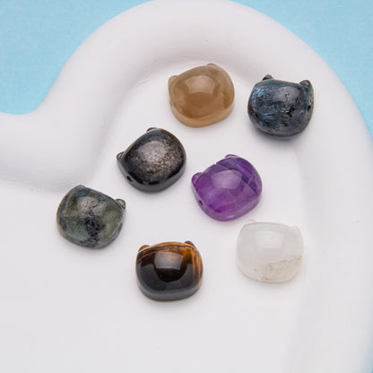 Amethyst Silver Cat Head Crystal Handmade DIY Accessories