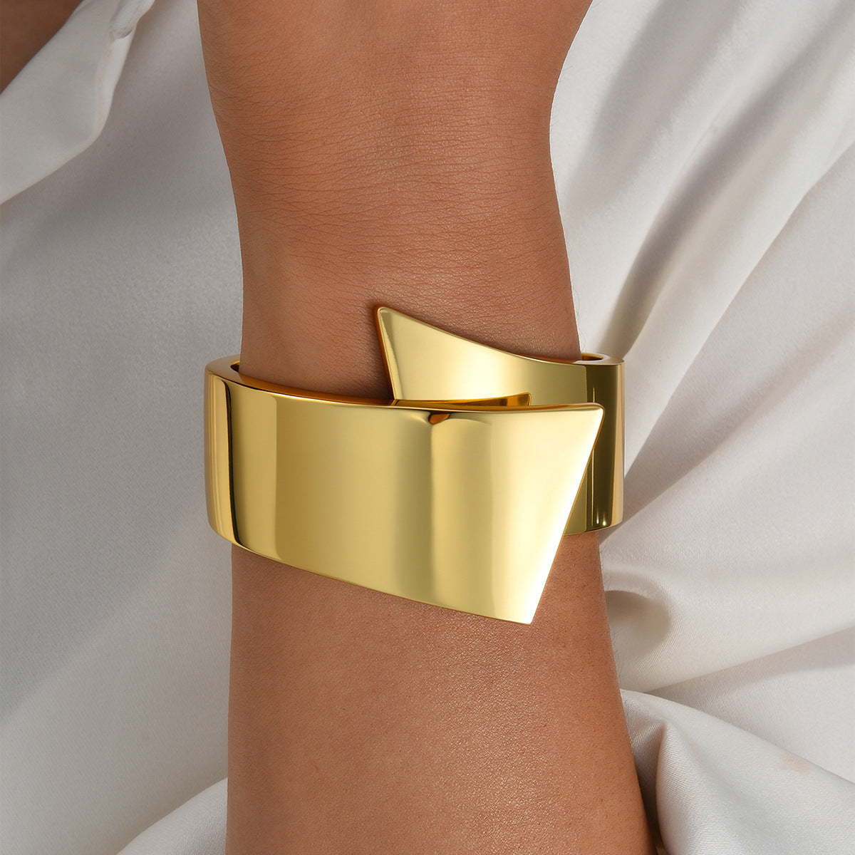 Spring Alloy Wide Bracelet