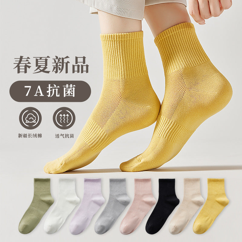 Spring-Summer Thin Solid Color Mesh Women's Socks