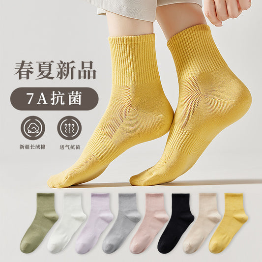 Spring-Summer Thin Solid Color Mesh Women's Socks