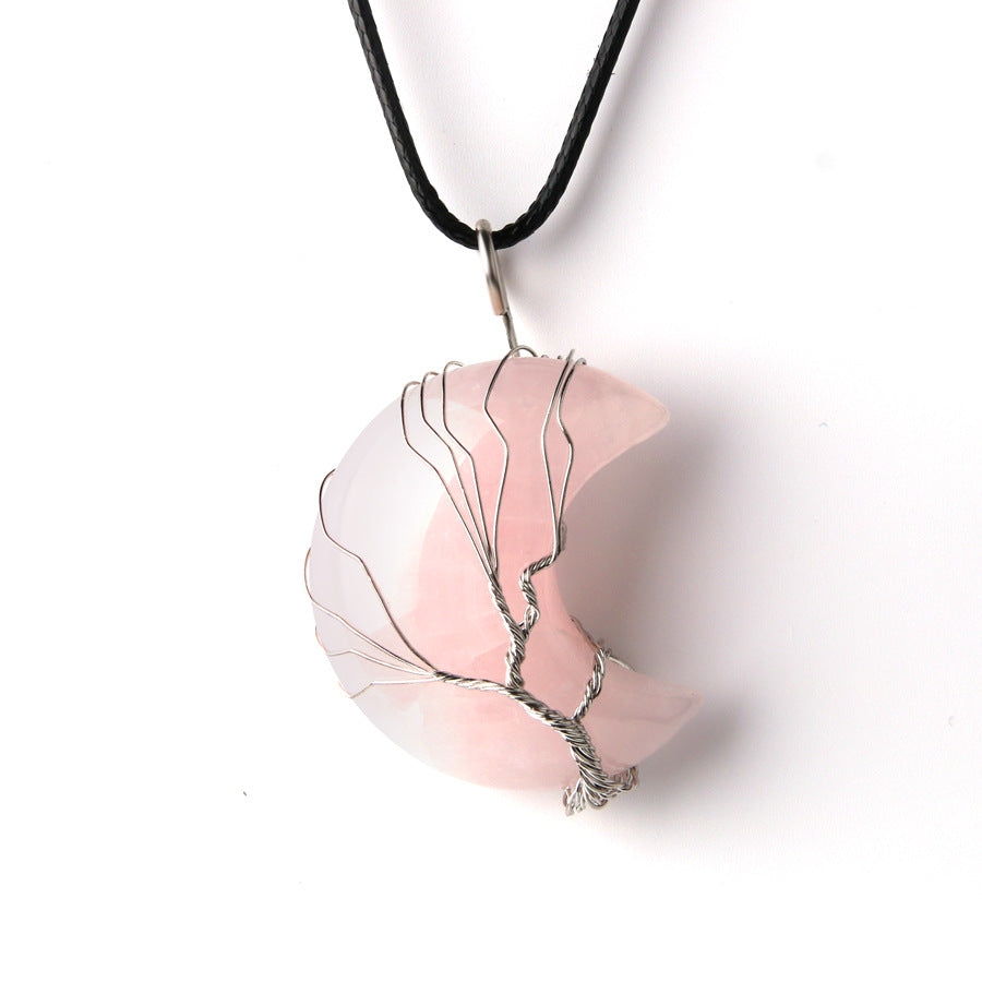 Colgante de luna con talla de piedra de cristal 