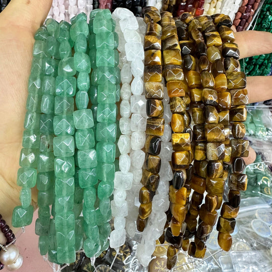 8*8MM 25pcs/string natural stone cut square loose beads