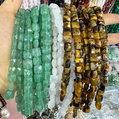 8*8MM 25pcs/string natural stone cut square loose beads