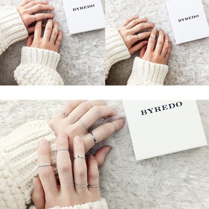 Ten-piece set of rings and thin rings.
