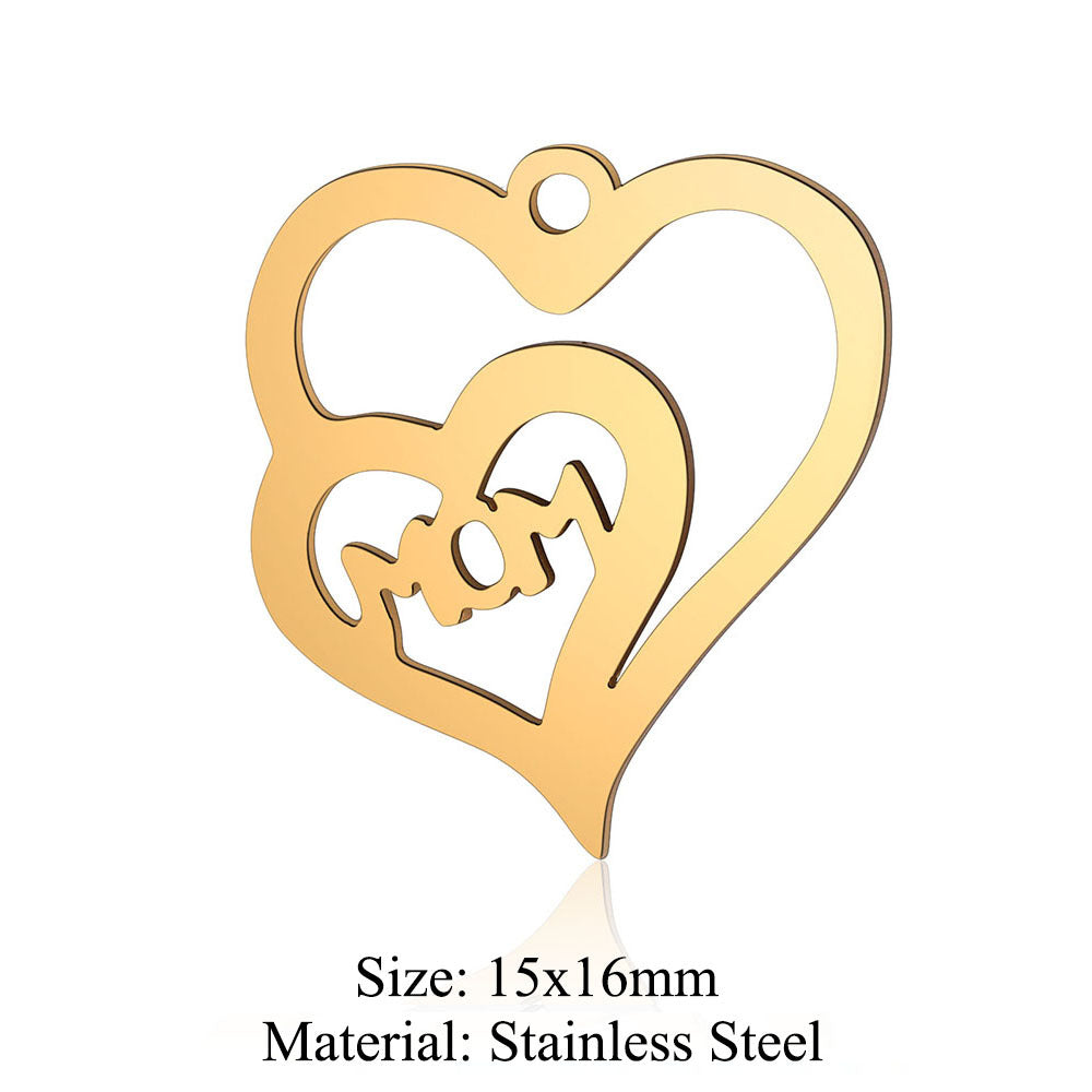 5 pcs/bag peach heart love titanium steel pendant accessories