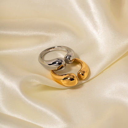 Anillo de acero inoxidable chapado en oro pulido 