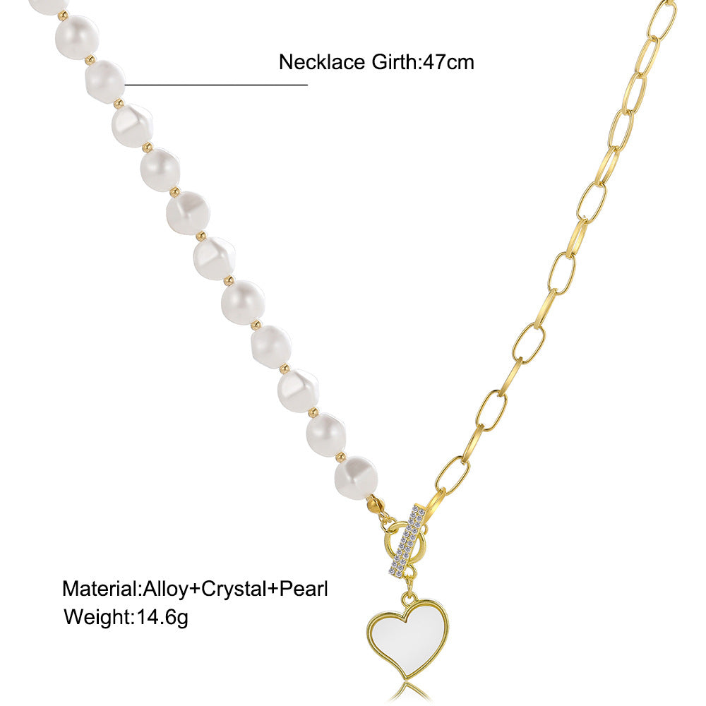 Asymmetric Pearl Heart Necklace