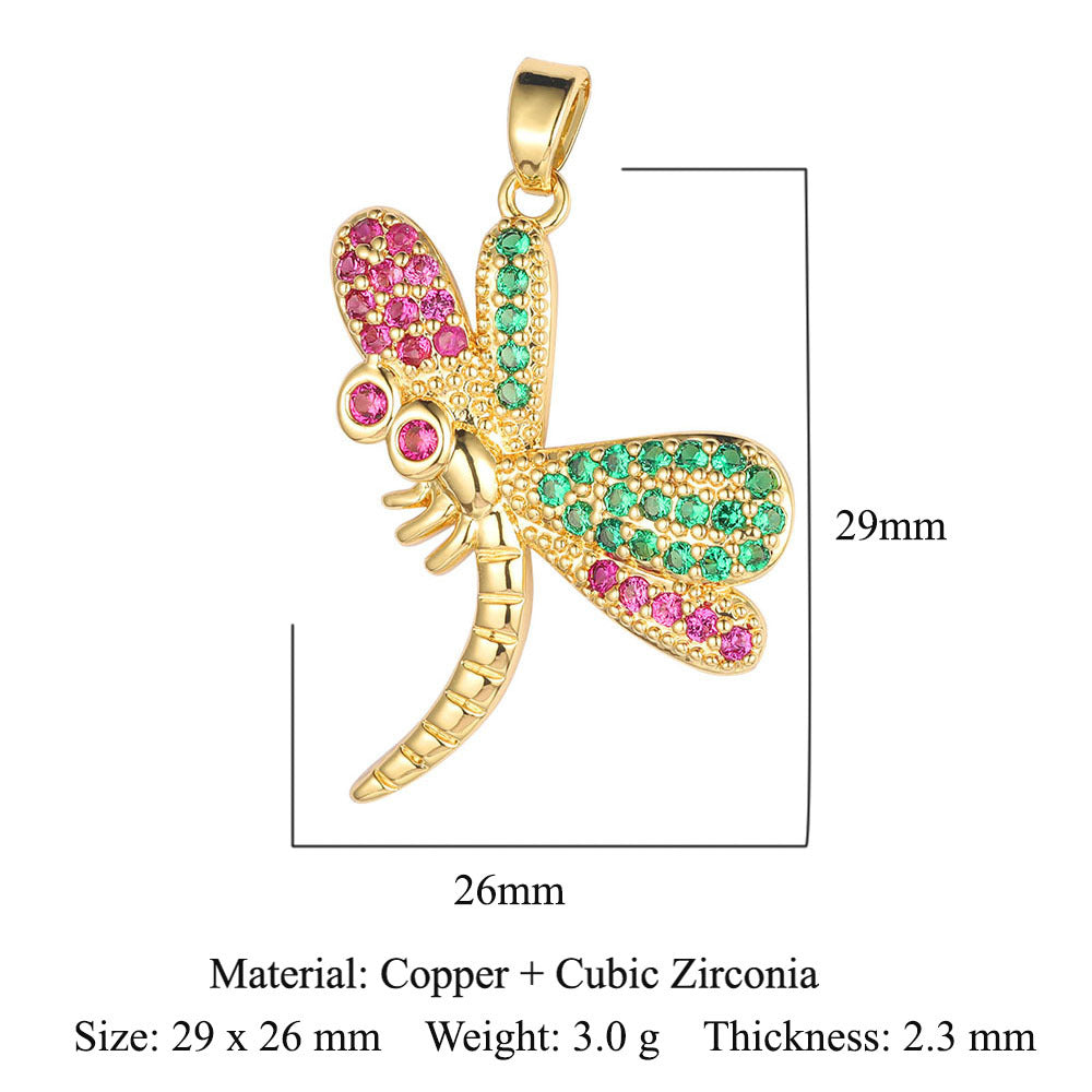 Fly color zirconium copper micro-inlaid necklace pendant