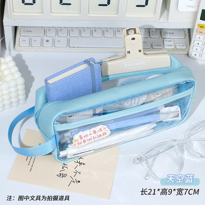 Estuche transparente de gran capacidad, minimalista 