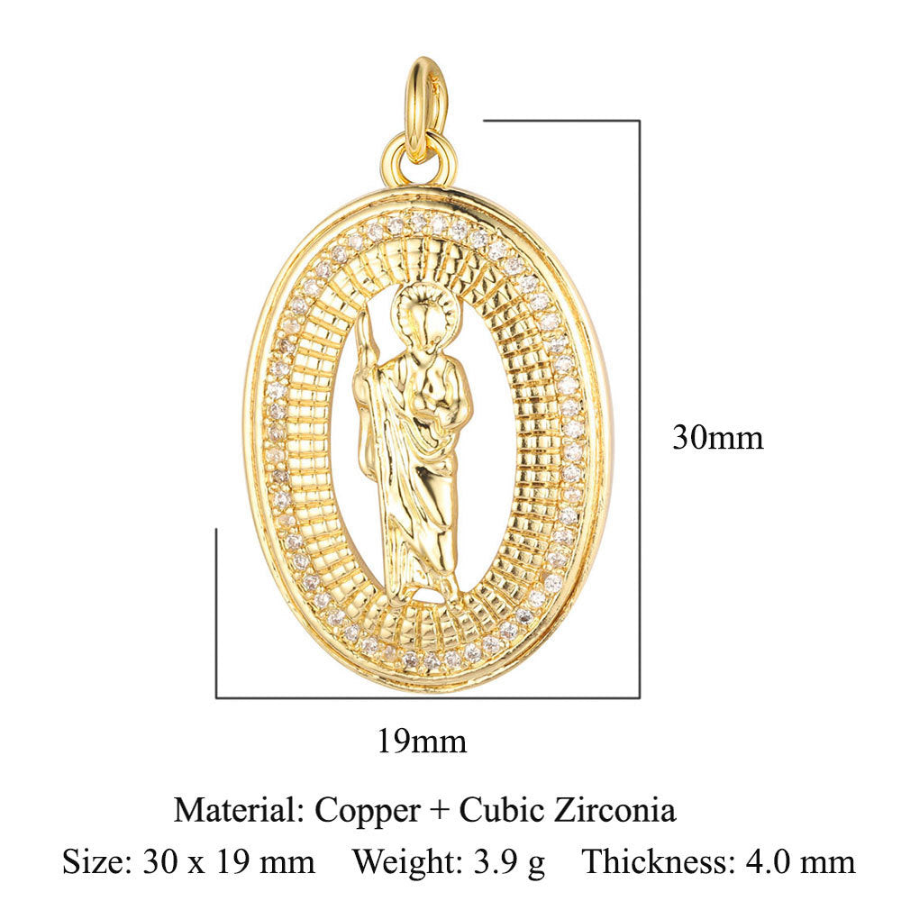 Colgante de cobre y circonita con ángel virgen 