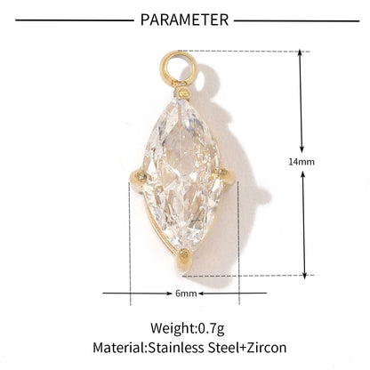 Geometric Round Oval Titanium Steel Zircon Pendant