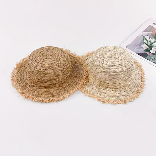 Sombrero para el sol de ala plana de paja de rafia 